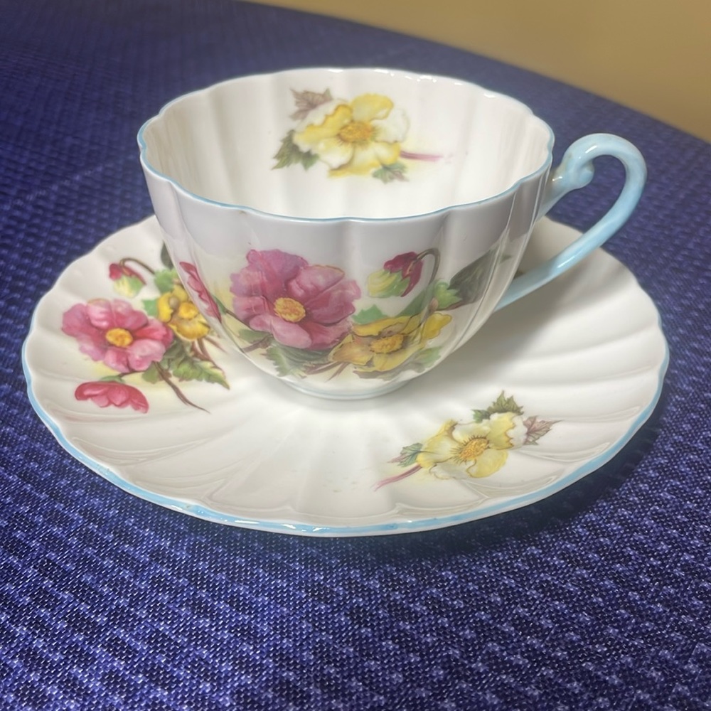 Shelley England Fine Bone China Cup & Saucer BEGONIA 13427